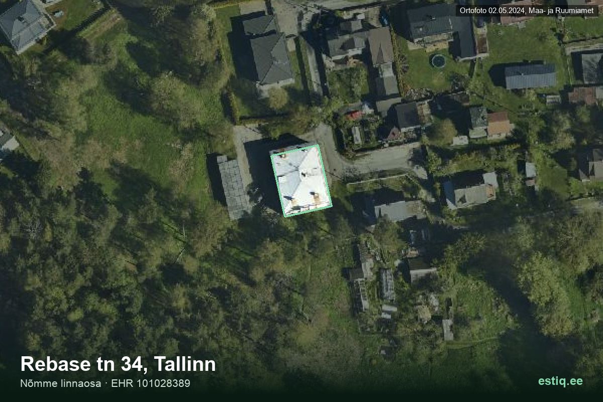 Rebase tänav 34, Tallinn – hoone aerofoto, kontuur ehitisregistri (EHR) andmetest