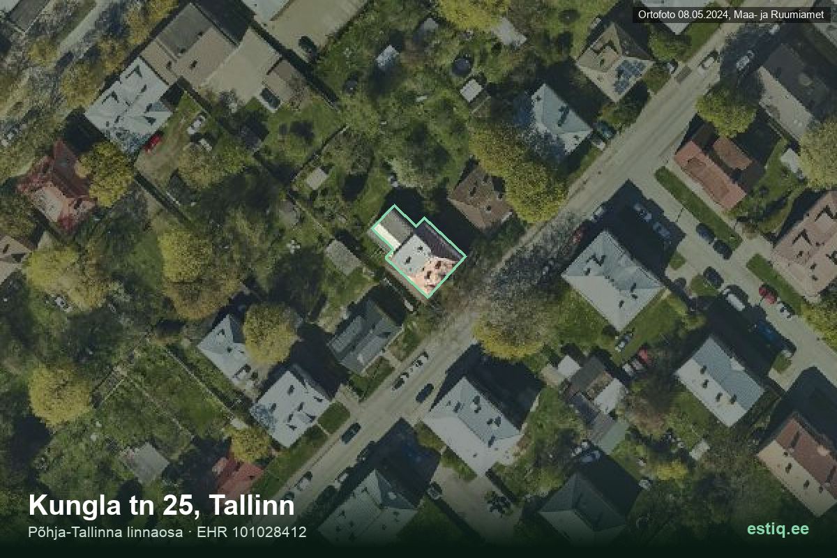 Kungla tänav 25, Tallinn – hoone aerofoto, kontuur ehitisregistri (EHR) andmetest