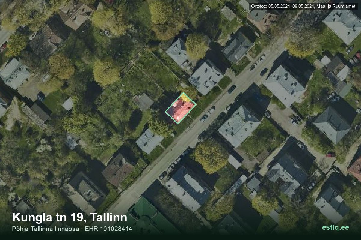 Kungla tänav 19, Tallinn – hoone aerofoto, kontuur ehitisregistri (EHR) andmetest
