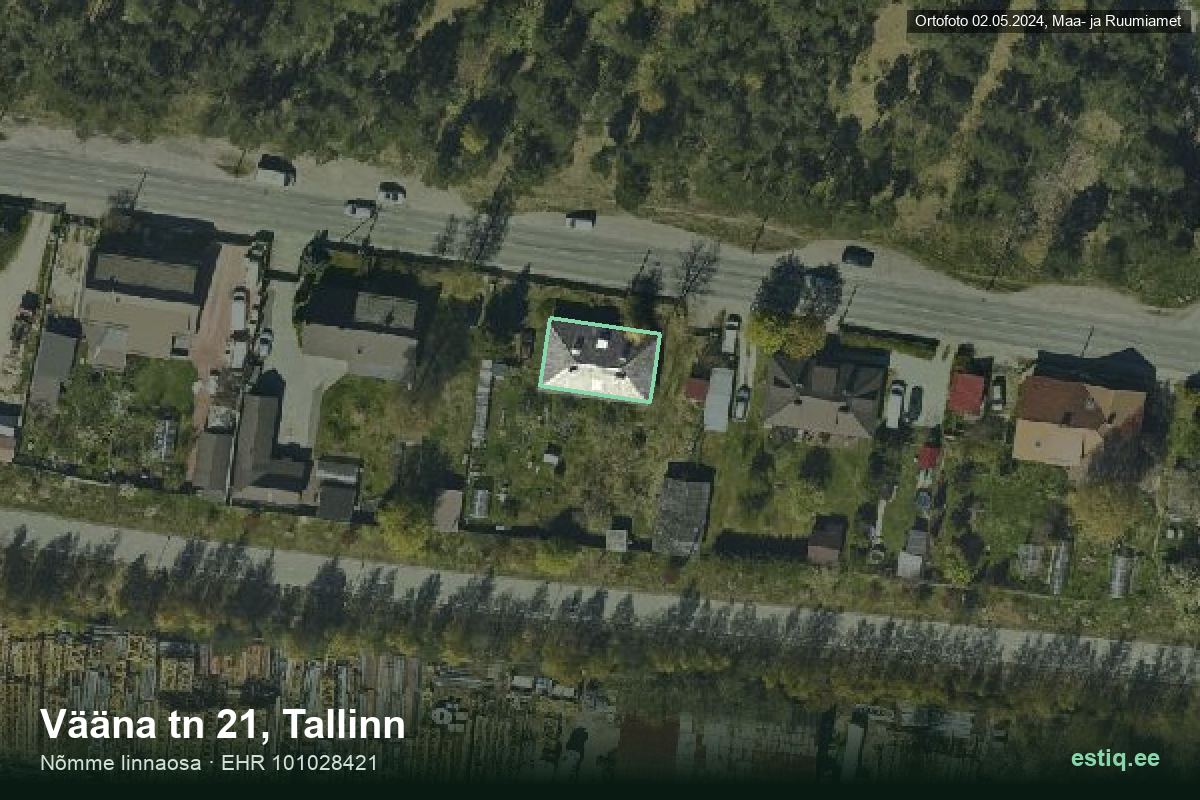 Vääna tänav 21, Tallinn – ilmakuva rakennuksesta, ääriviiva rakennusrekisteristä (EHR)
