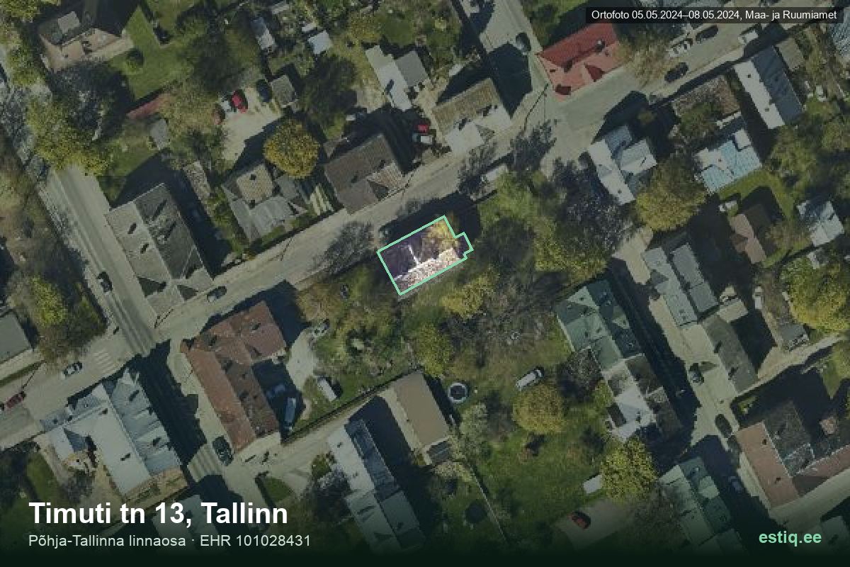 Timuti tänav 13, Tallinn – hoone aerofoto, kontuur ehitisregistri (EHR) andmetest