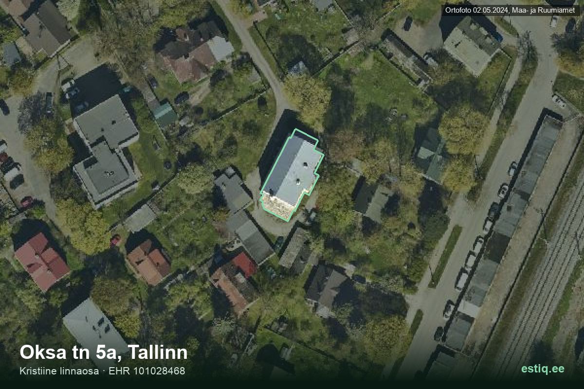 Oksa tänav 5a, Tallinn – aerial photo of the building, outline from the Building Register (EHR)