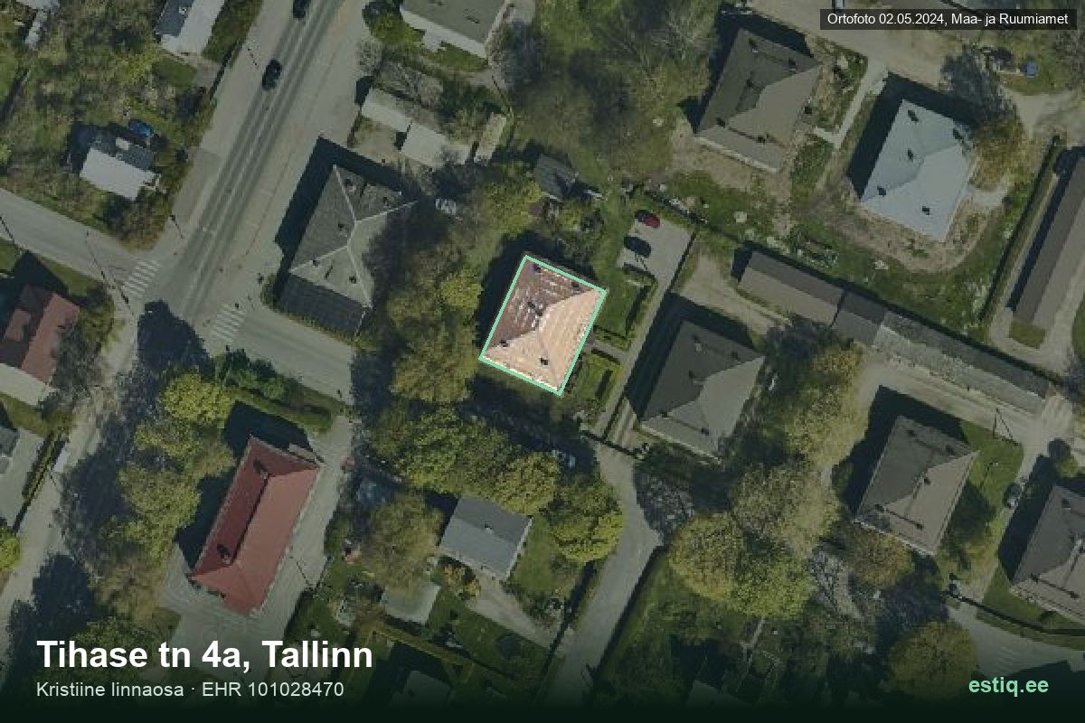 Tihase tänav 4a, Tallinn – ilmakuva rakennuksesta, ääriviiva rakennusrekisteristä (EHR)