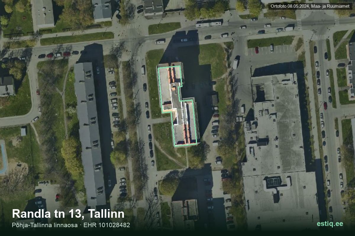 Randla tänav 13, Tallinn – hoone aerofoto, kontuur ehitisregistri (EHR) andmetest