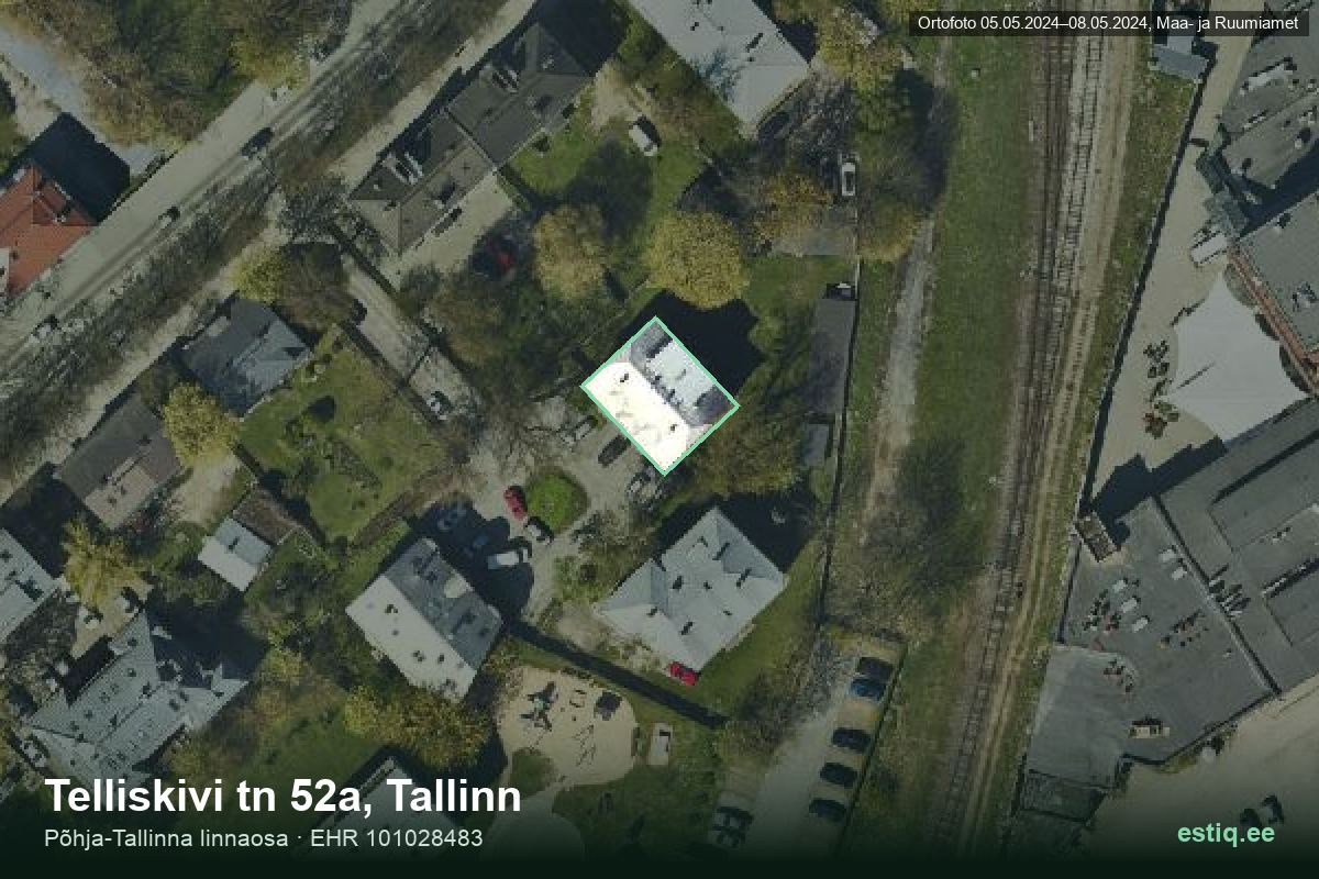 Telliskivi tänav 52a, Tallinn – hoone aerofoto, kontuur ehitisregistri (EHR) andmetest