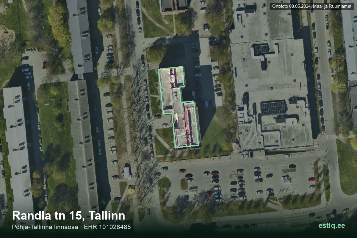 Randla tänav 15, Tallinn – hoone aerofoto, kontuur ehitisregistri (EHR) andmetest