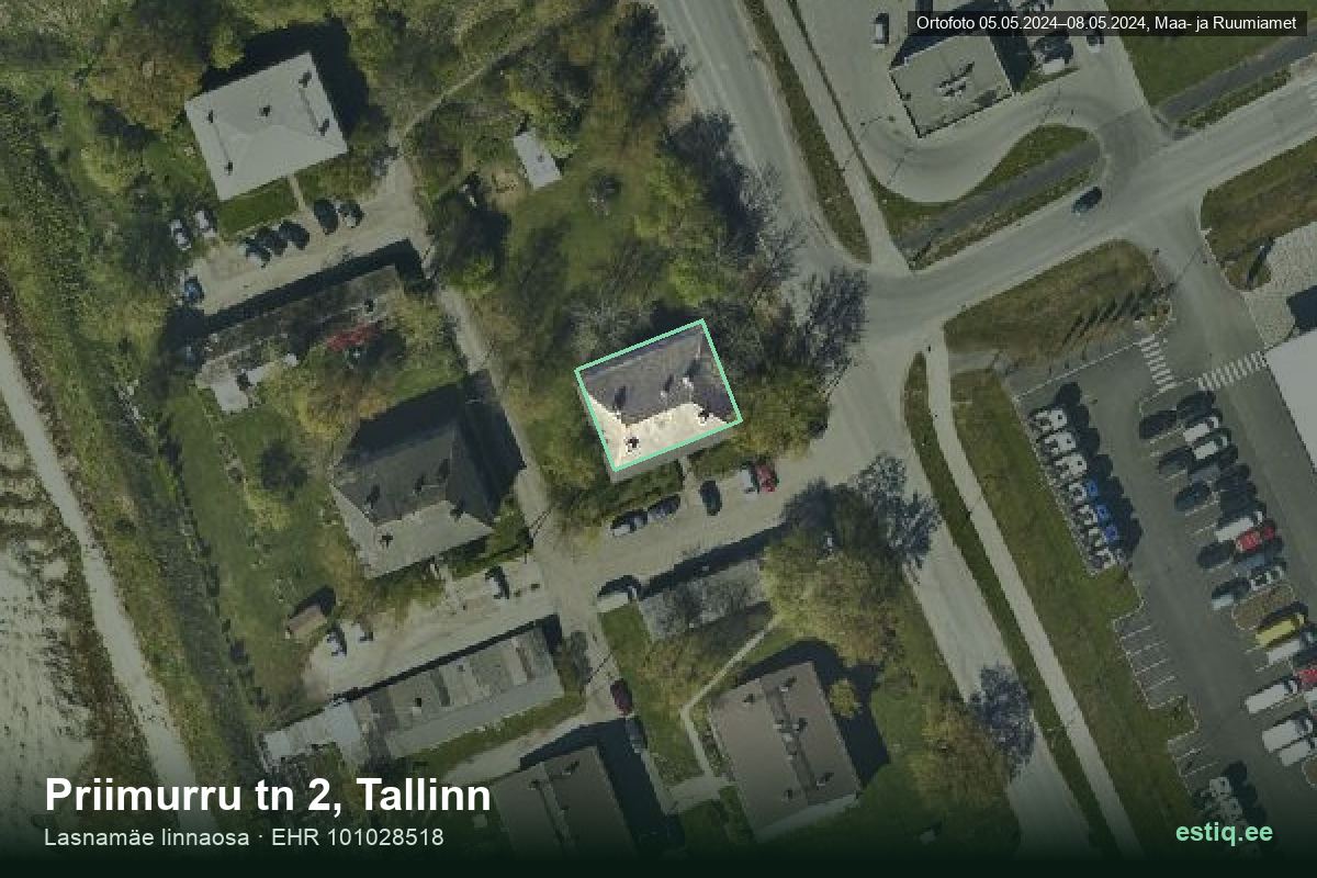 Priimurru tänav 2, Tallinn – hoone aerofoto, kontuur ehitisregistri (EHR) andmetest