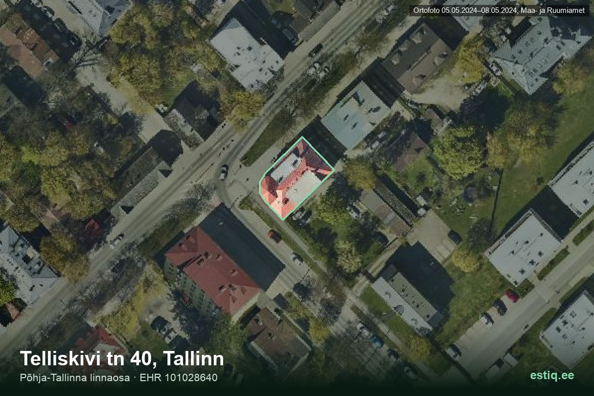 Telliskivi tänav 40, Tallinn – hoone aerofoto, kontuur ehitisregistri (EHR) andmetest
