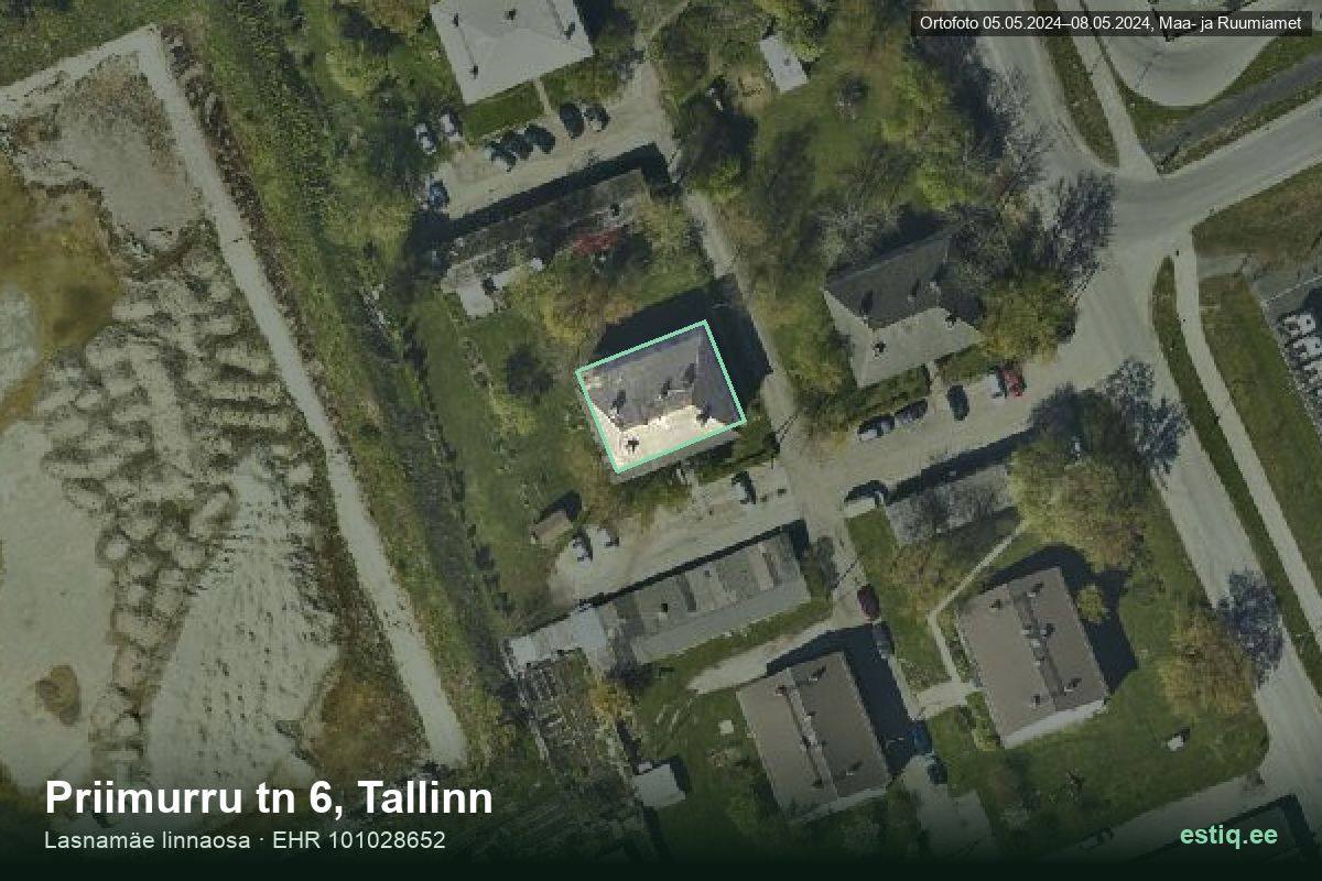Priimurru tänav 6, Tallinn – hoone aerofoto, kontuur ehitisregistri (EHR) andmetest