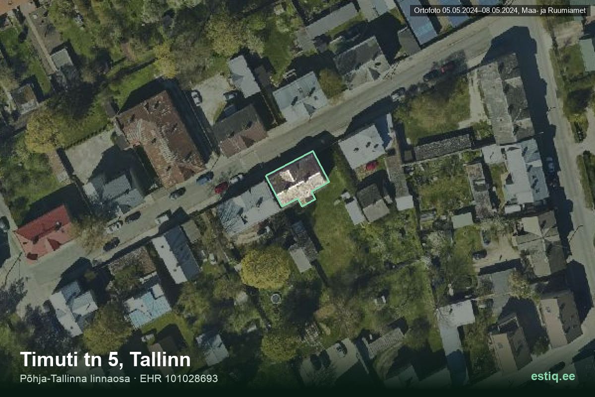 Timuti tänav 5, Tallinn – ilmakuva rakennuksesta, ääriviiva rakennusrekisteristä (EHR)