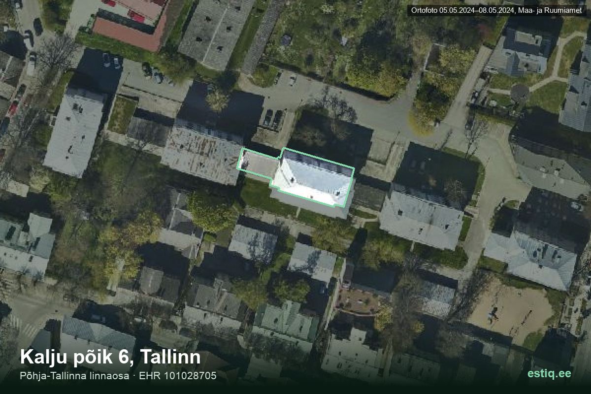Kalju põik 6, Tallinn – hoone aerofoto, kontuur ehitisregistri (EHR) andmetest