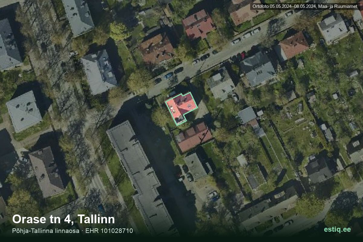 Orase tänav 4, Tallinn – hoone aerofoto, kontuur ehitisregistri (EHR) andmetest