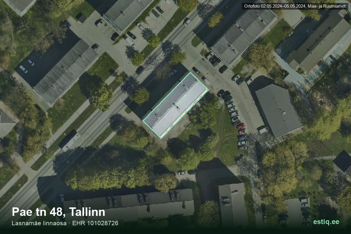 Pae tänav 48, Tallinn – hoone aerofoto, kontuur ehitisregistri (EHR) andmetest