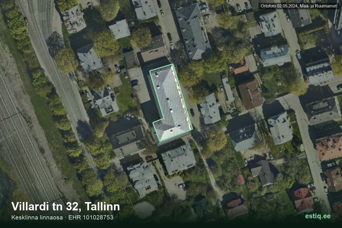 Villardi tänav 32, Tallinn – aerial photo of the building, outline from the Building Register (EHR)