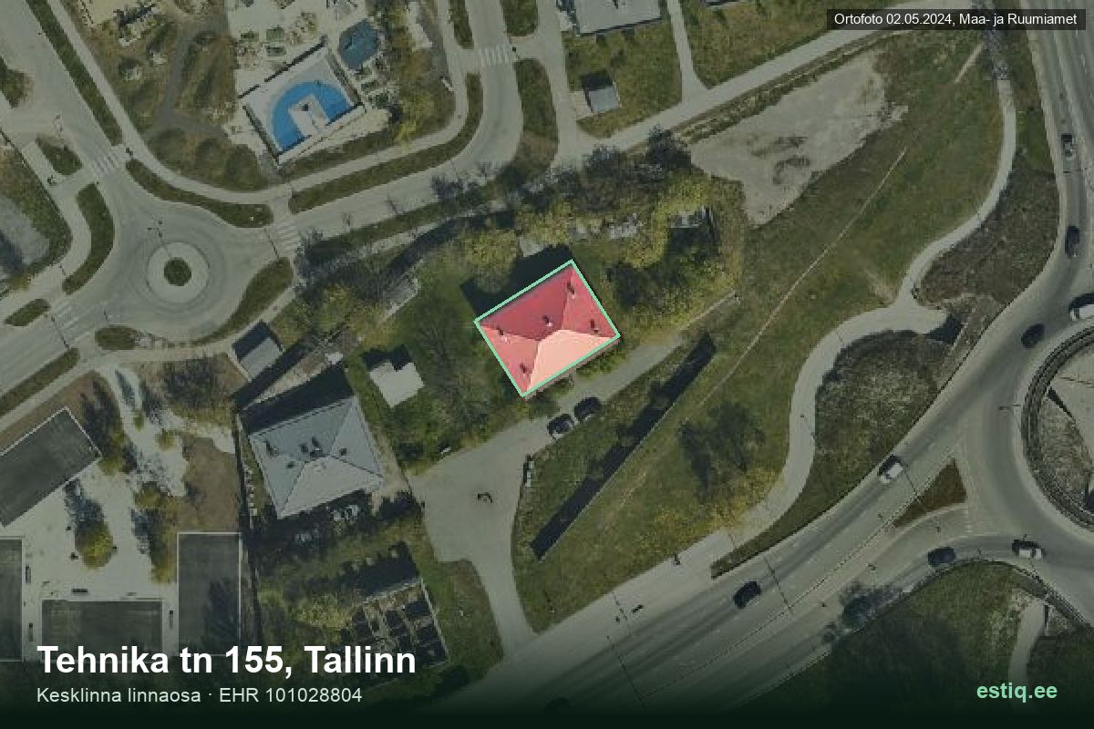 Tehnika tänav 155, Tallinn – аэрофото дома, контур по данным регистра строений (EHR)