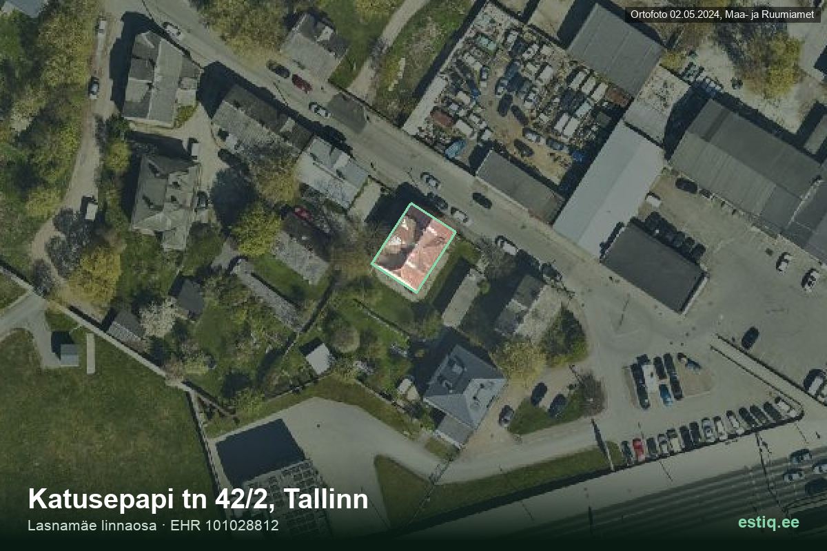 Katusepapi tänav 42/2, Tallinn – hoone aerofoto, kontuur ehitisregistri (EHR) andmetest