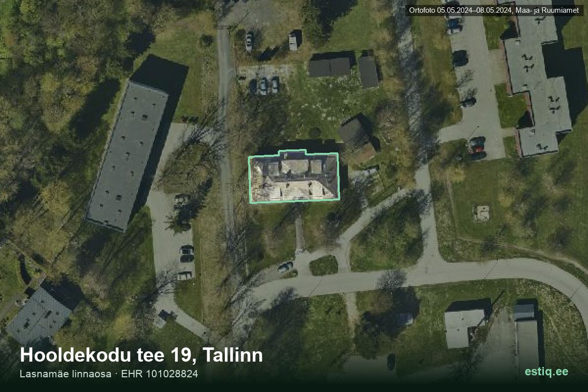 Hooldekodu tee 19, Tallinn – ilmakuva rakennuksesta, ääriviiva rakennusrekisteristä (EHR)