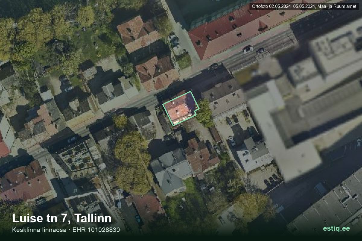 Luise tänav 7, Tallinn – hoone aerofoto, kontuur ehitisregistri (EHR) andmetest