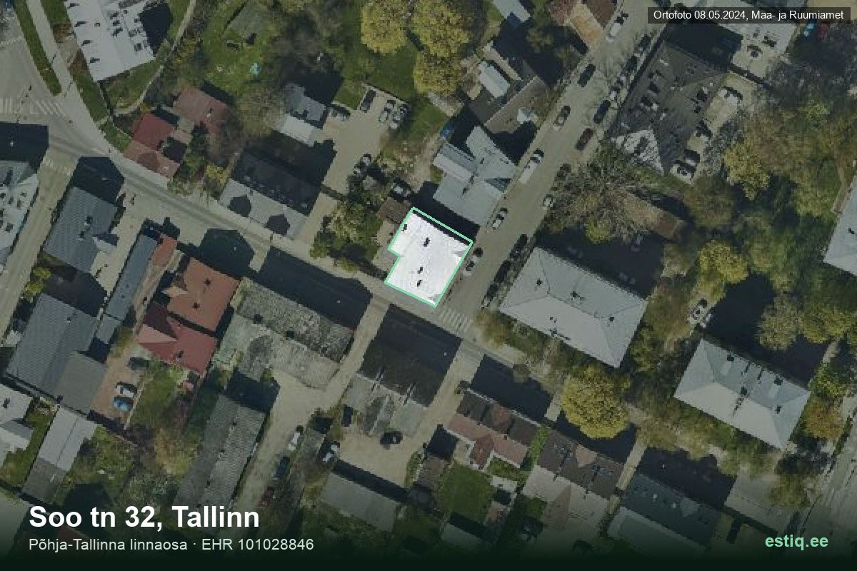 Soo tänav 32, Tallinn – аэрофото дома, контур по данным регистра строений (EHR)