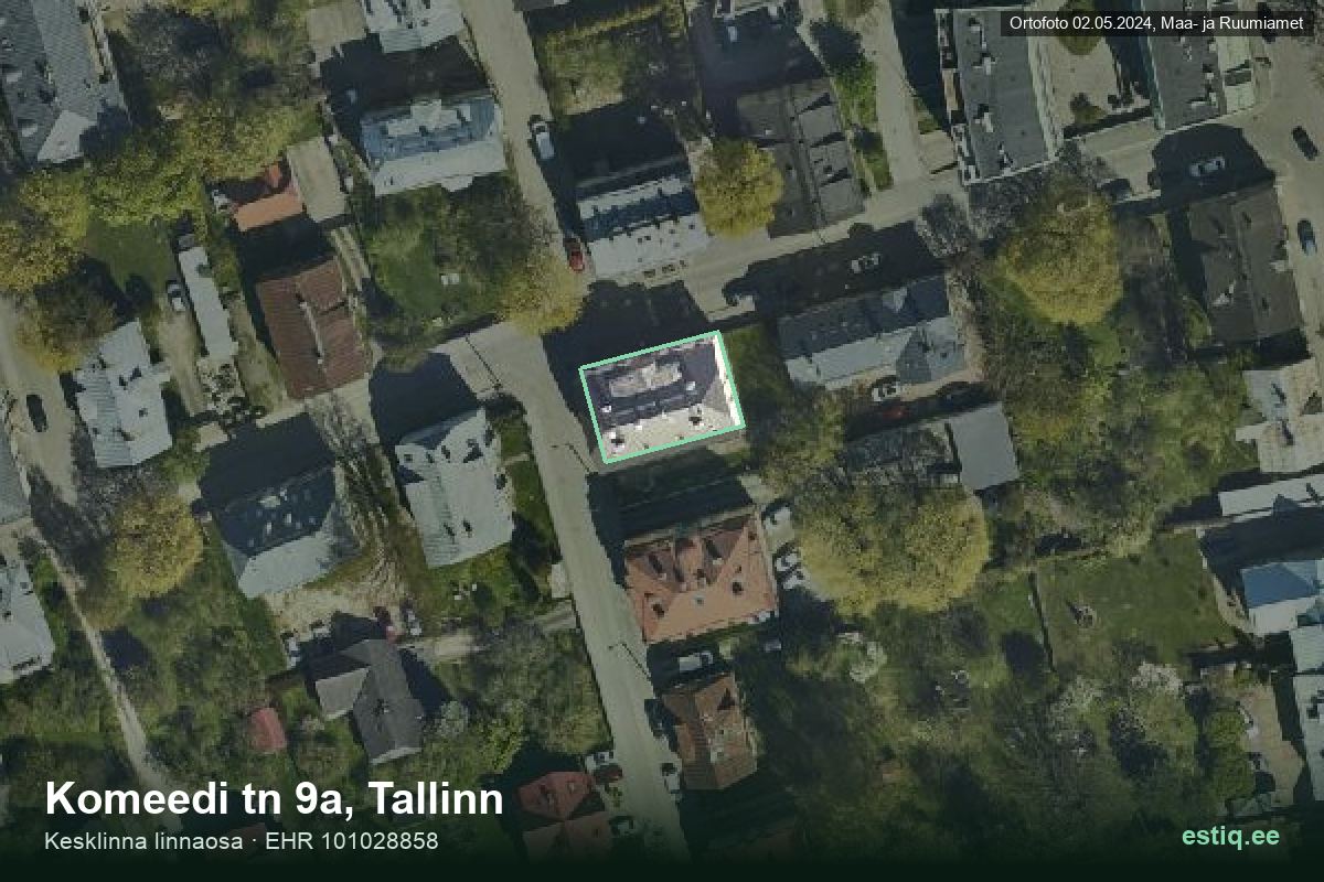 Komeedi tänav 9a, Tallinn – aerial photo of the building, outline from the Building Register (EHR)
