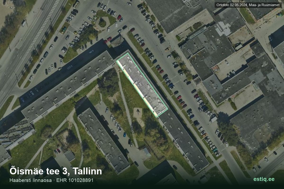 Õismäe tee 3, Tallinn – ilmakuva rakennuksesta, ääriviiva rakennusrekisteristä (EHR)