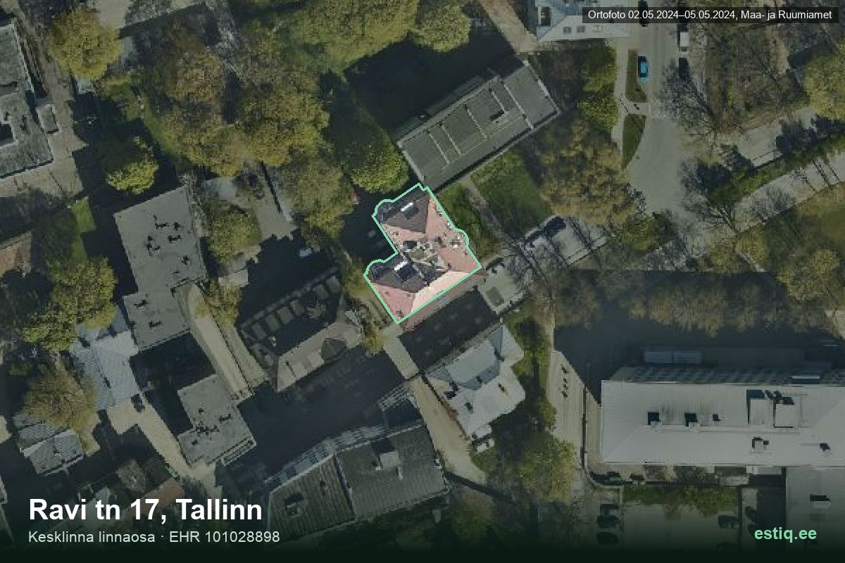 Ravi tänav 17, Tallinn – hoone aerofoto, kontuur ehitisregistri (EHR) andmetest
