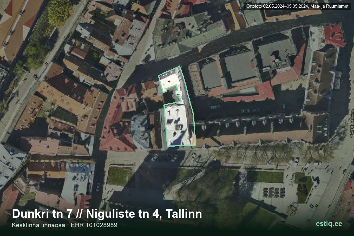 Dunkri tänav 7, Tallinn – ilmakuva rakennuksesta, ääriviiva rakennusrekisteristä (EHR)