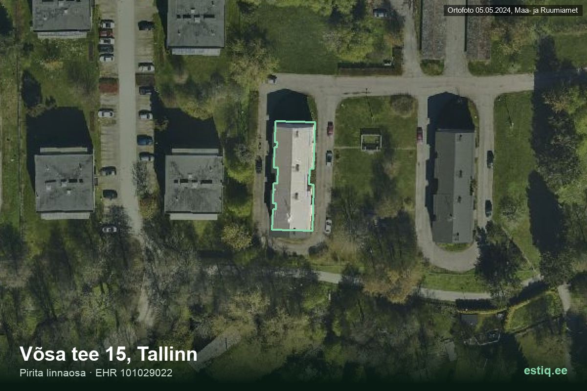 Võsa tee 15, Tallinn – hoone aerofoto, kontuur ehitisregistri (EHR) andmetest