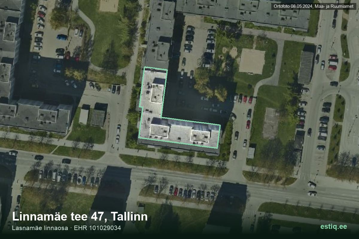 Linnamäe tee 47, Tallinn – hoone aerofoto, kontuur ehitisregistri (EHR) andmetest