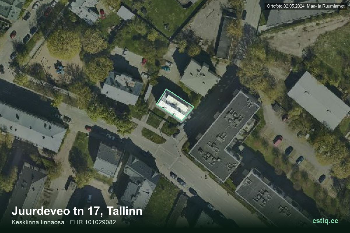 Juurdeveo tänav 17, Tallinn – hoone aerofoto, kontuur ehitisregistri (EHR) andmetest
