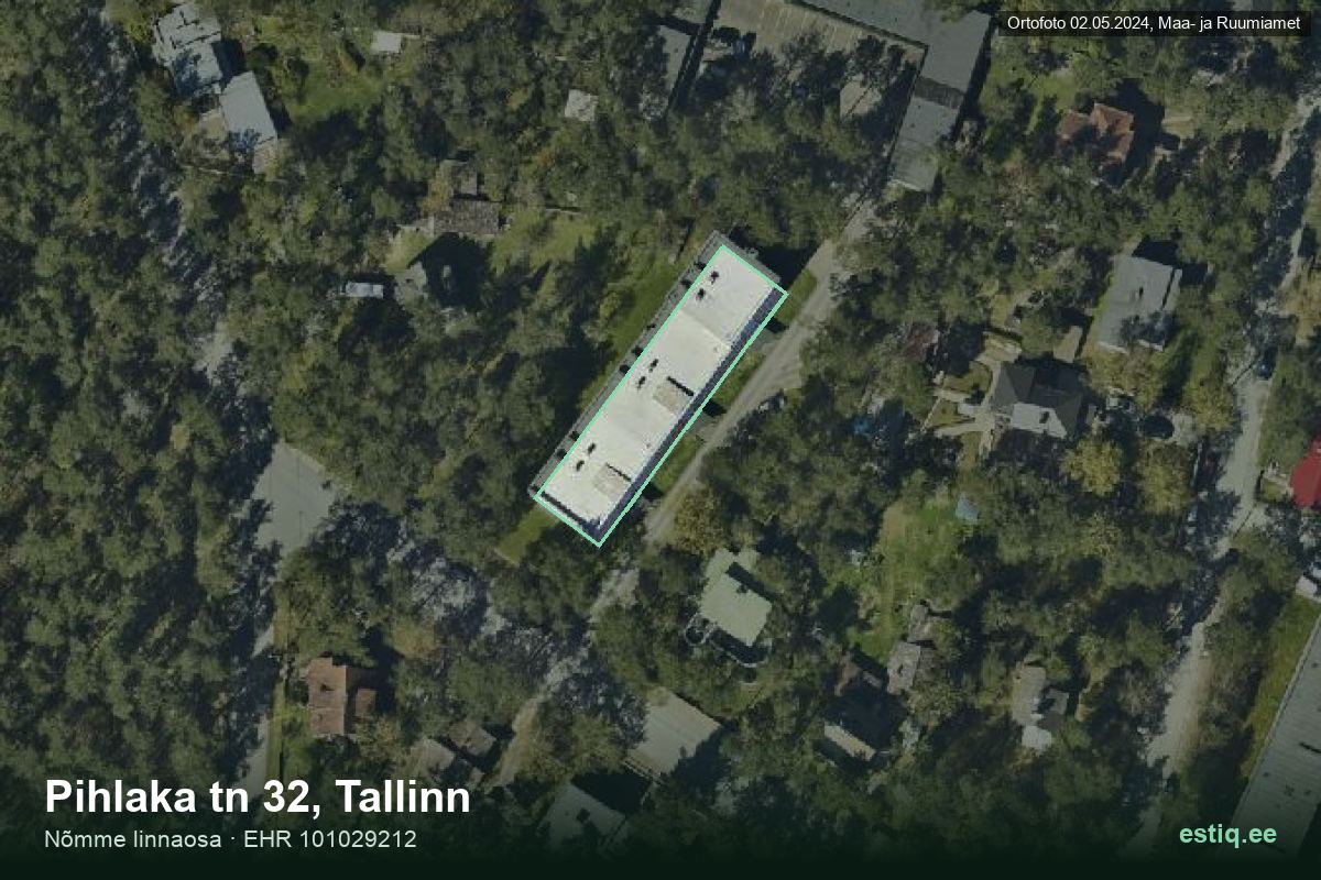 Pihlaka tänav 32, Tallinn – aerial photo of the building, outline from the Building Register (EHR)