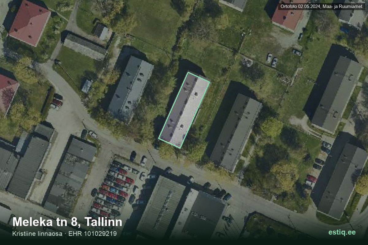 Meleka tänav 8, Tallinn – aerial photo of the building, outline from the Building Register (EHR)