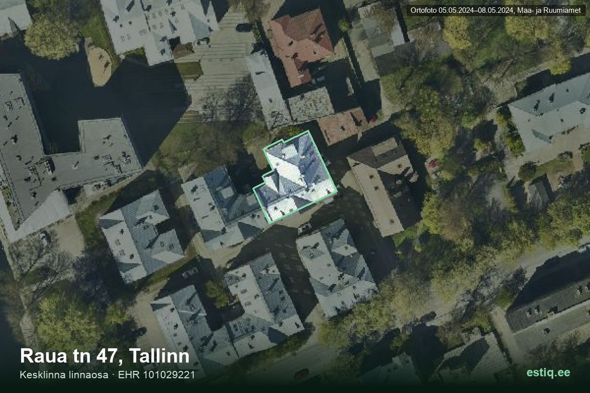 Raua tänav 47, Tallinn – aerial photo of the building, outline from the Building Register (EHR)