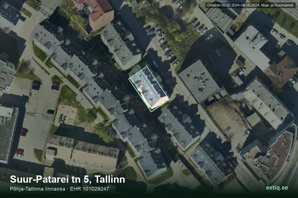 Suur-Patarei tänav 5, Tallinn – aerial photo of the building, outline from the Building Register (EHR)