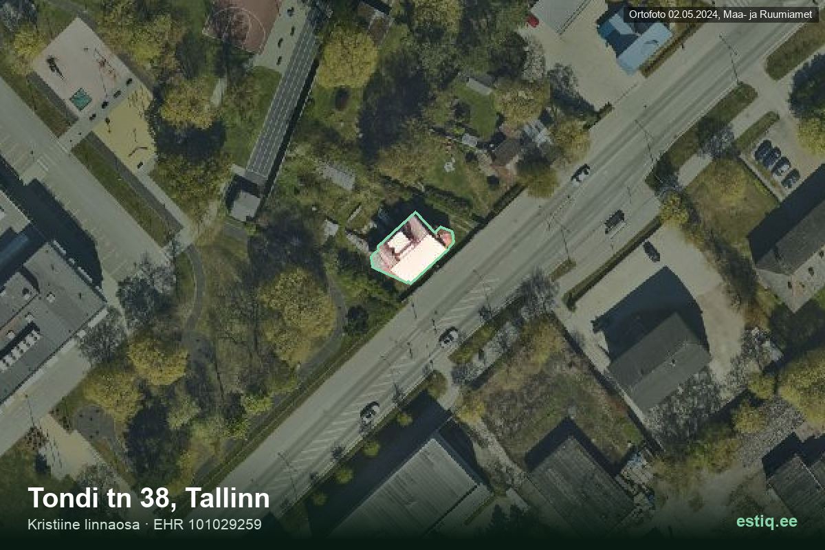 Tondi tänav 38, Tallinn – hoone aerofoto, kontuur ehitisregistri (EHR) andmetest