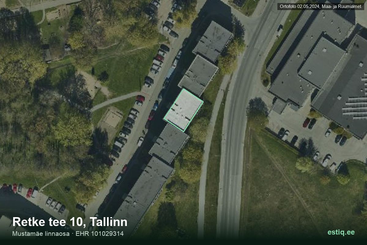 Retke tee 10, Tallinn – hoone aerofoto, kontuur ehitisregistri (EHR) andmetest