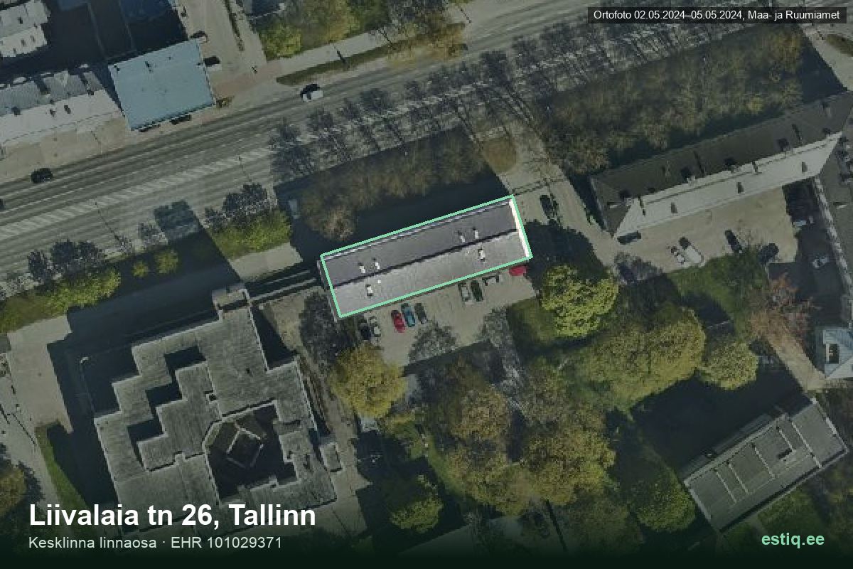 Liivalaia tänav 26, Tallinn – ilmakuva rakennuksesta, ääriviiva rakennusrekisteristä (EHR)