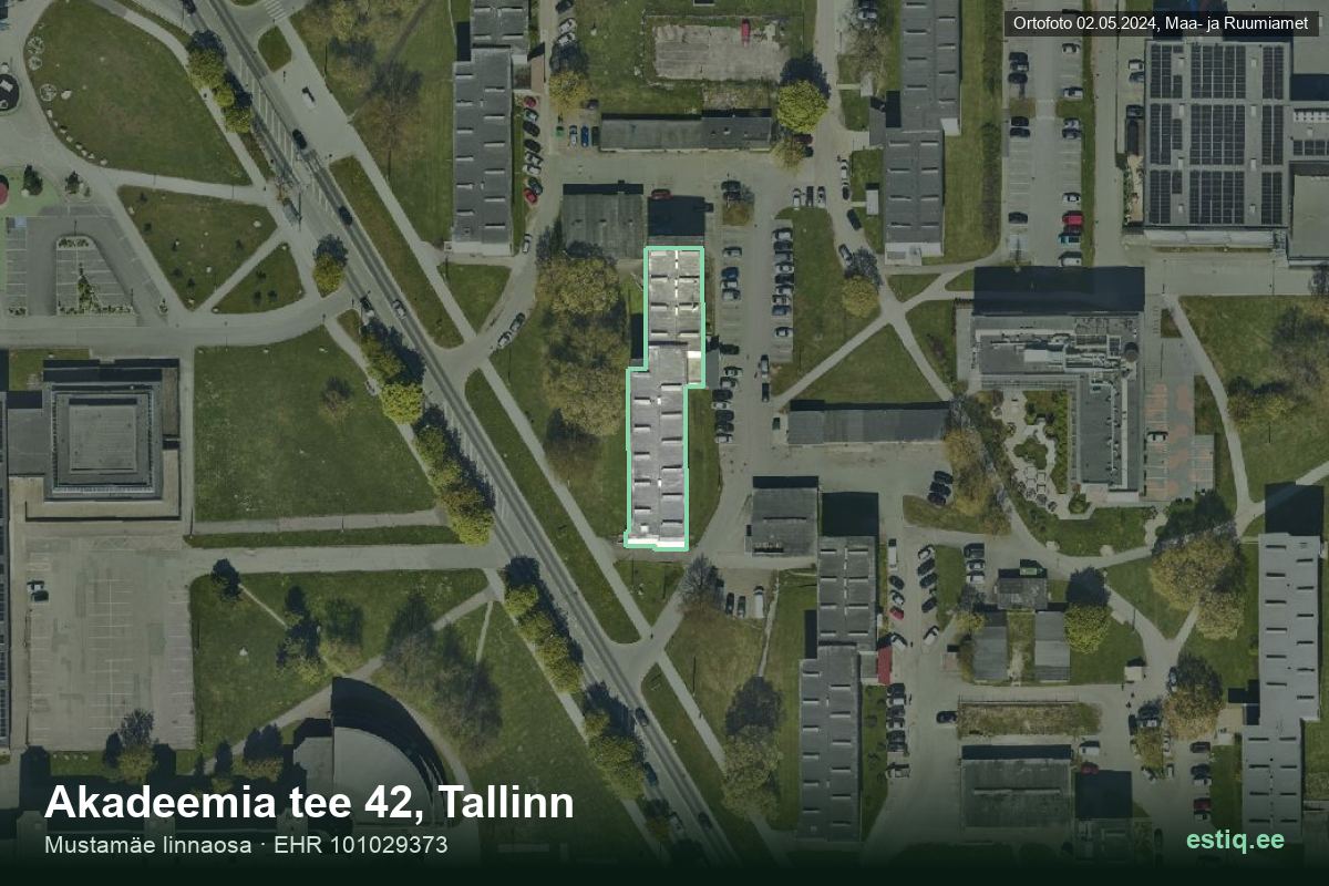 Akadeemia tee 42, Tallinn – hoone aerofoto, kontuur ehitisregistri (EHR) andmetest