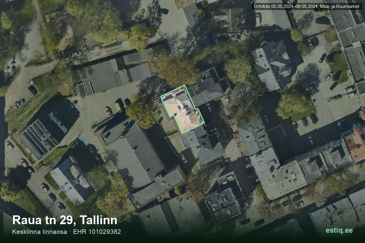 Raua tänav 29, Tallinn – aerial photo of the building, outline from the Building Register (EHR)
