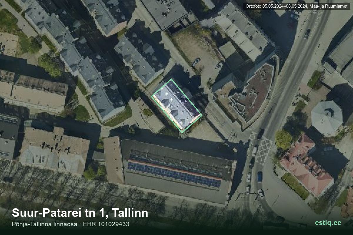 Suur-Patarei tänav 1, Tallinn – aerial photo of the building, outline from the Building Register (EHR)