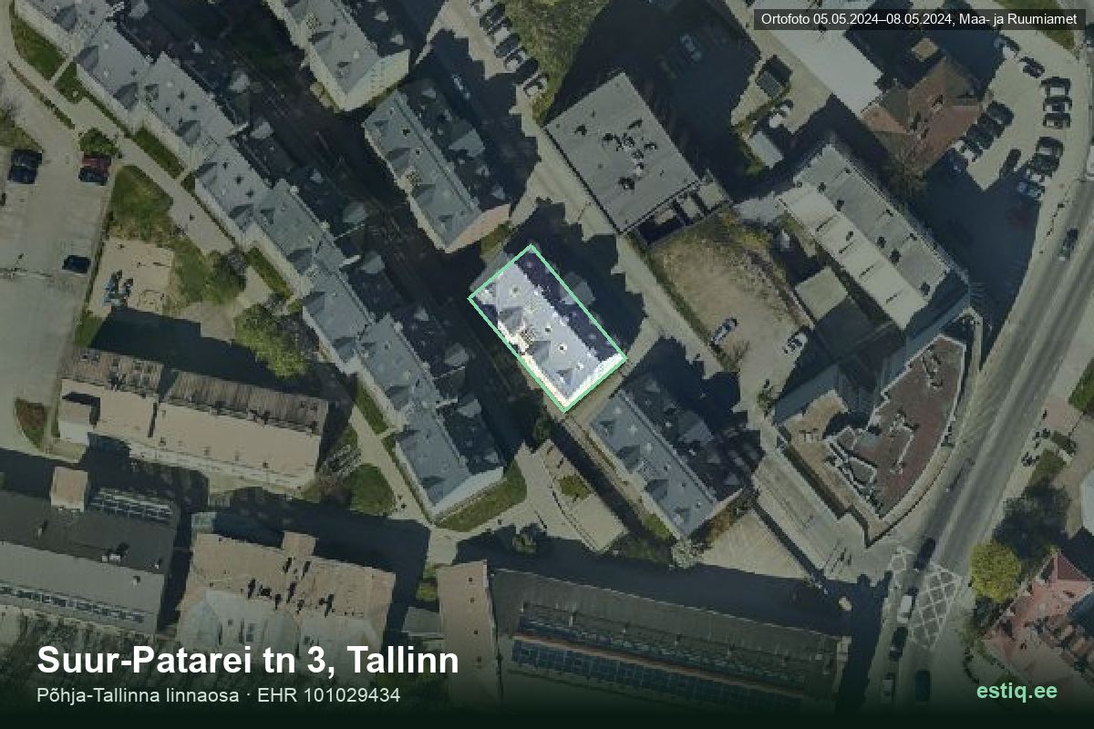 Suur-Patarei tänav 3, Tallinn – aerial photo of the building, outline from the Building Register (EHR)