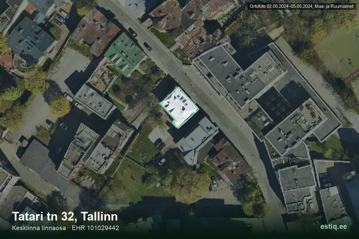 Tatari tänav 32, Tallinn – hoone aerofoto, kontuur ehitisregistri (EHR) andmetest