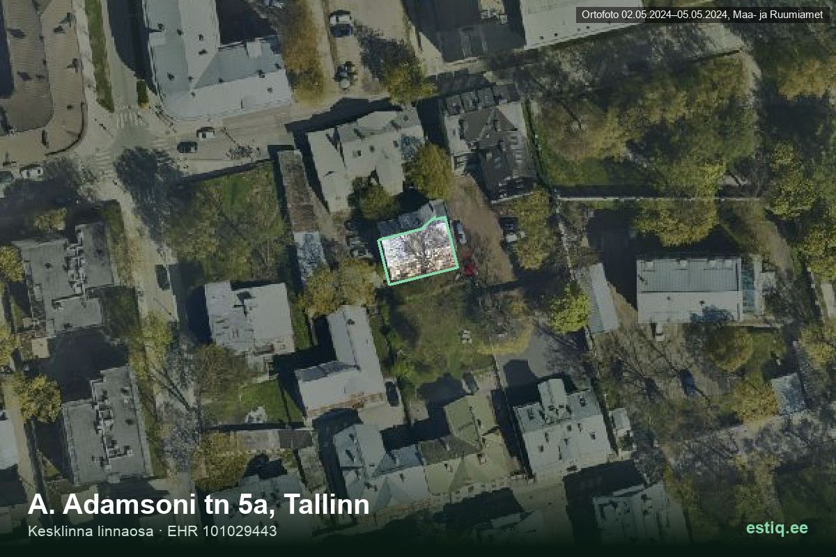 A. Adamsoni tänav 5a, Tallinn – aerial photo of the building, outline from the Building Register (EHR)