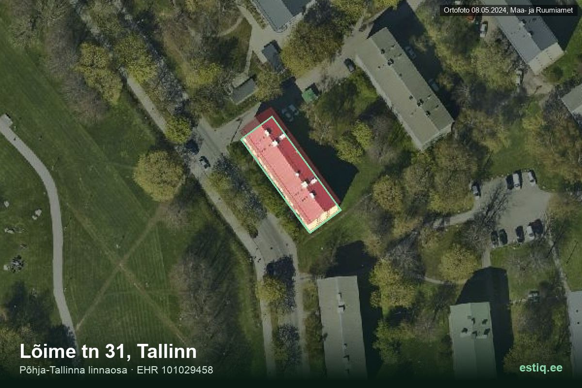 Lõime tänav 31, Tallinn – hoone aerofoto, kontuur ehitisregistri (EHR) andmetest