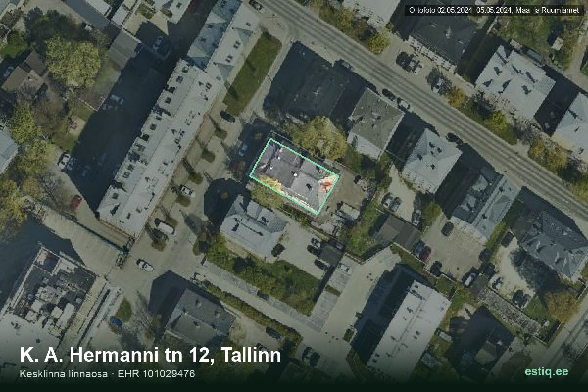 K. A. Hermanni tänav 12, Tallinn – aerial photo of the building, outline from the Building Register (EHR)