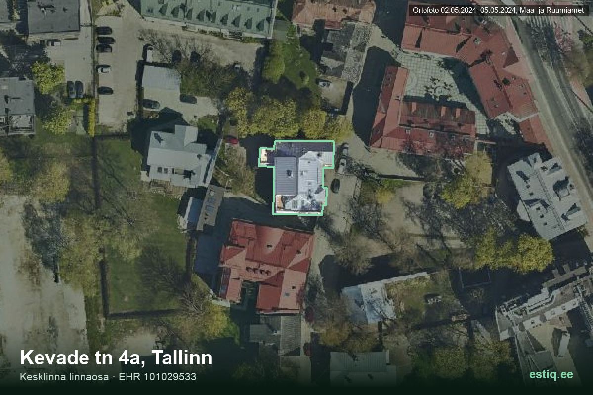 Kevade tänav 4a, Tallinn – аэрофото дома, контур по данным регистра строений (EHR)