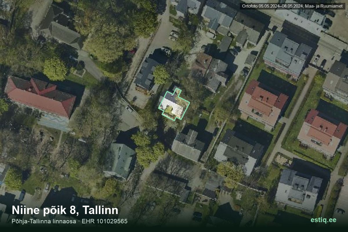 Niine põik 8, Tallinn – aerial photo of the building, outline from the Building Register (EHR)