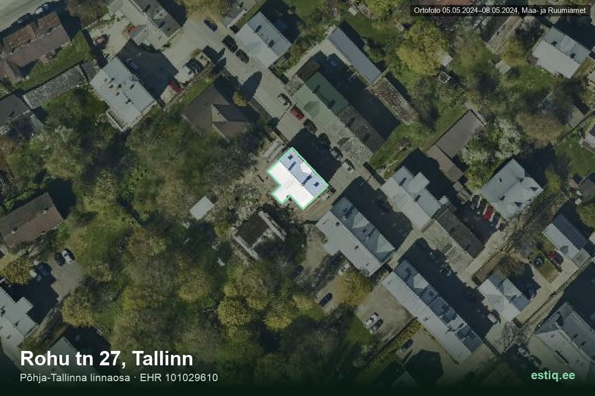 Rohu tänav 27, Tallinn – ilmakuva rakennuksesta, ääriviiva rakennusrekisteristä (EHR)