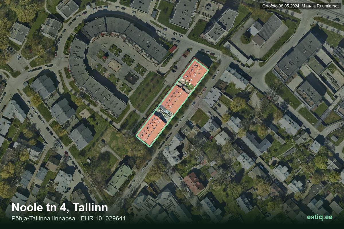 Noole tänav 4, Tallinn – hoone aerofoto, kontuur ehitisregistri (EHR) andmetest