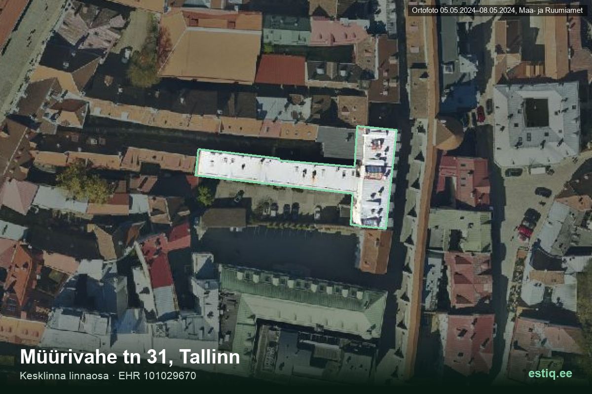Müürivahe tänav 31, Tallinn – ilmakuva rakennuksesta, ääriviiva rakennusrekisteristä (EHR)